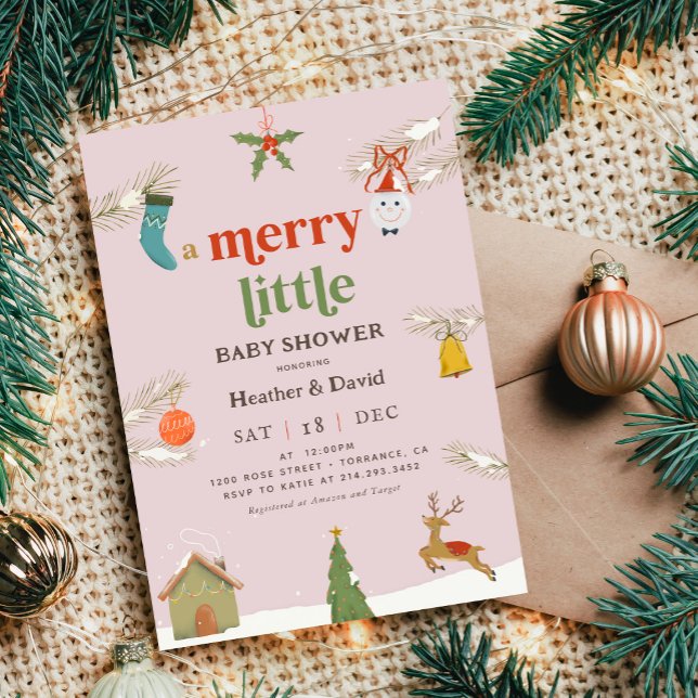 Girl Christmas A Merry Little Baby Shower Invitation (Creator Uploaded)
