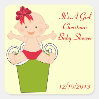 Girl Christmas Baby Shower Favour Stickers