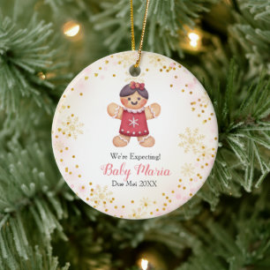 Girl Christmas Cookies We're Expecting Parents Ceramic Ornament