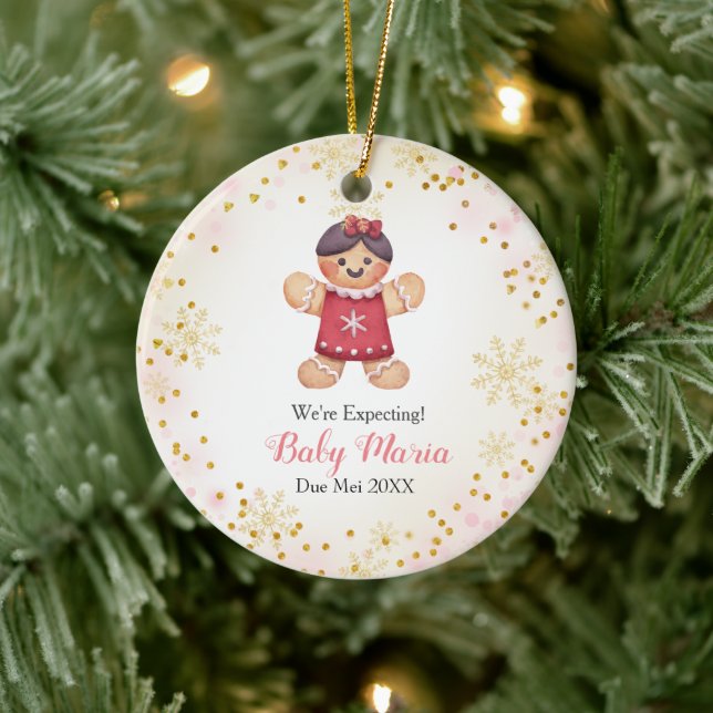 Girl Christmas Cookies We're Expecting Parents   Ceramic Ornament (Tree)