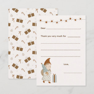 Girl Christmas Thank you note, fill in card