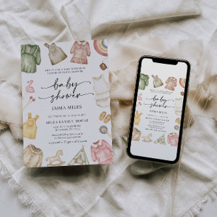 Girl Clothes Baby Shower Invitation