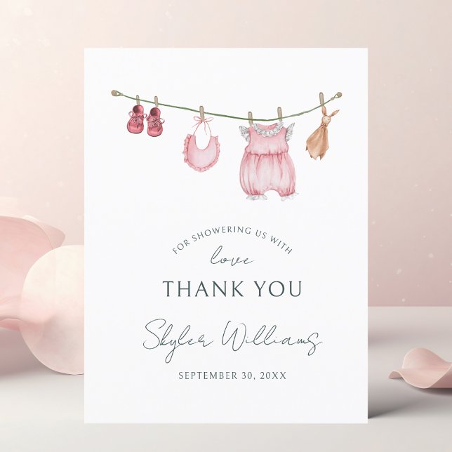 Girl Clothes Watercolor Minimalist Baby Shower Postcard (Creator Uploaded)