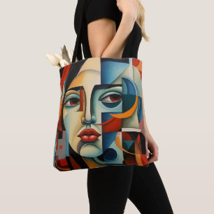 Girl Colourful Cubism Tote Bag