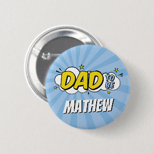 Girl Comic Book Superhero Baby Shower Dad 6 Cm Round Badge