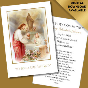 GIrl Communion Catholic Remembrance Holy Card