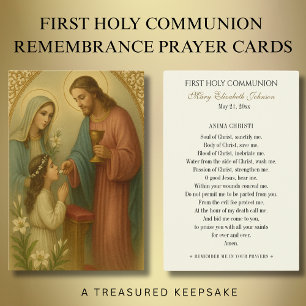 Girl Communion Catholic Remembrance Holy Card
