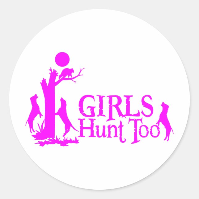 GIRL COON HUNTING CLASSIC ROUND STICKER (Front)