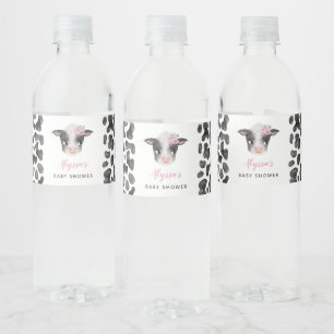 Girl Cow Baby Shower Water Bottle Label