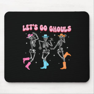 Girl Cowgirl Lets Go Ghouls Halloween Ghost Dancin Mouse Pad