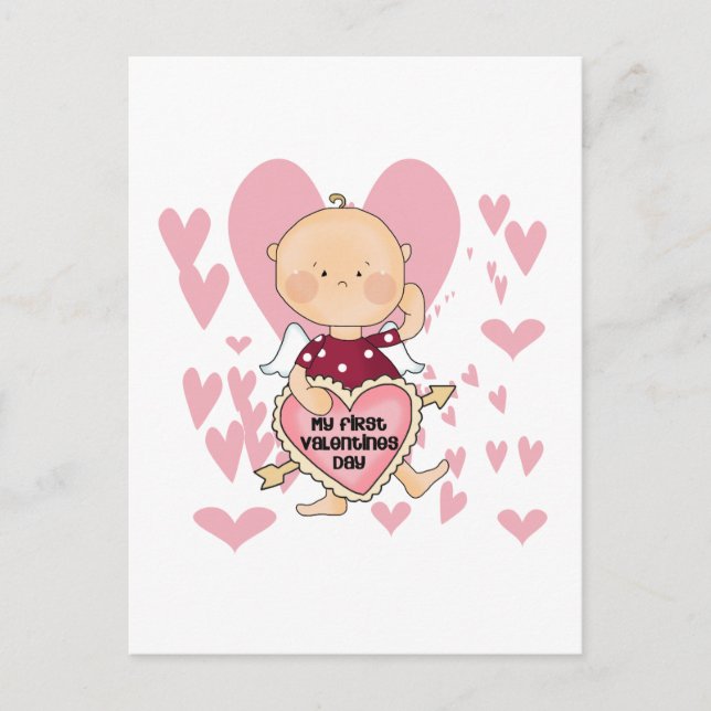 Girl Cupid 1st Valentine Tshirts and Gifts Holiday Postcard (Front)