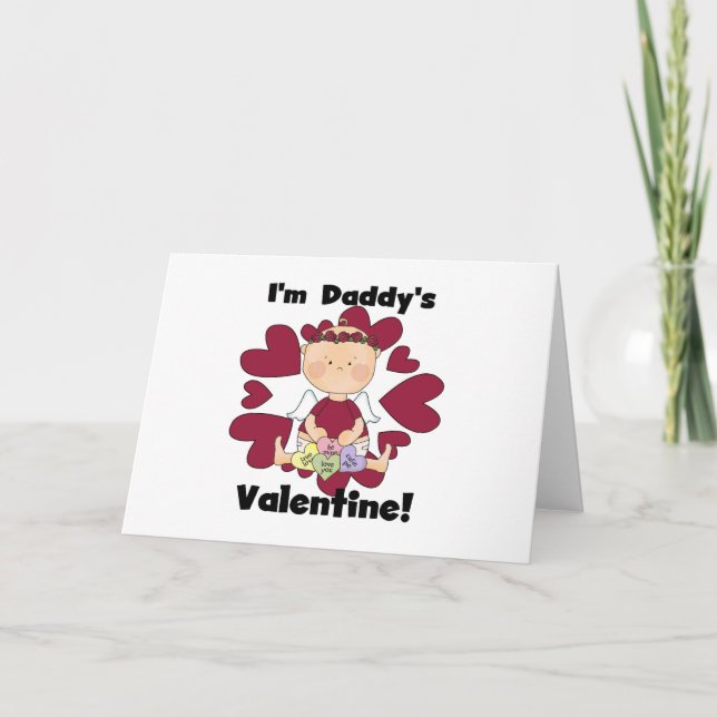 Girl Cupid Daddy's Valentine Tshirts Holiday Card (Front)