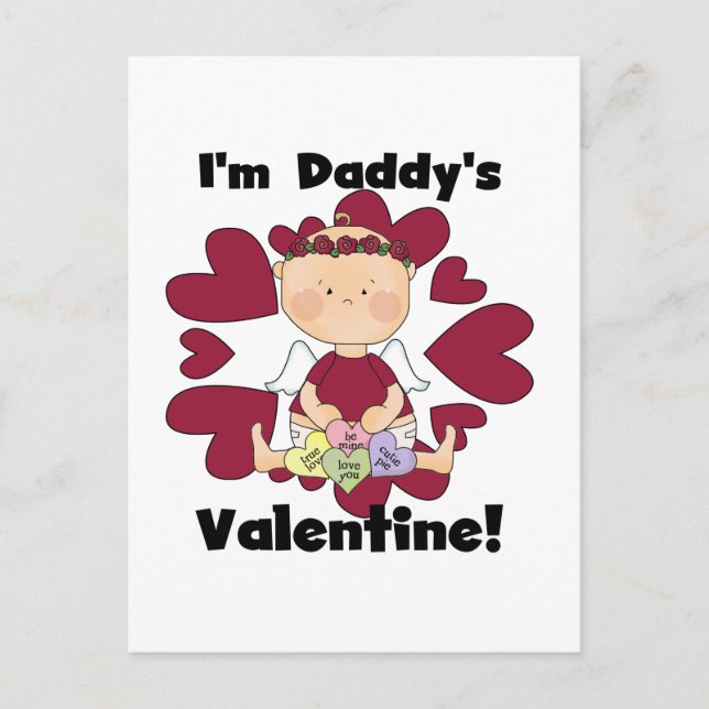 Girl Cupid Daddy's Valentine Tshirts Holiday Postcard (Front)