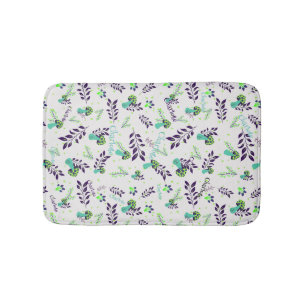 Girl Cute Fairytale Mushrooms Custom Name White Bath Mat