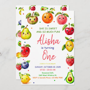 Girl Cute Fruit Birthday Invitation, Summer Party Invitation