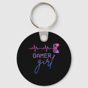 Girl Cute Heartbeat Gamer For Girl Video Game Love Key Ring