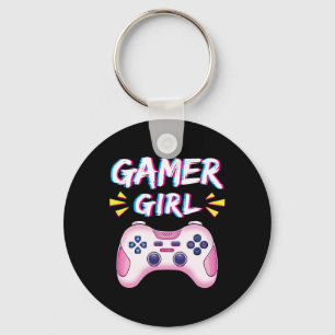 Girl Cute Pink Controller Video Game Girl Gaming  Key Ring