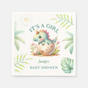 Girl Cute Pink Dinosaur Baby Shower  Napkin