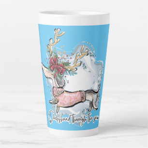 Girl Dachshund Through The Snow Latte Mug