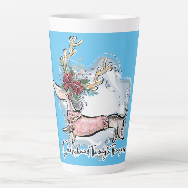 Girl Dachshund Through The Snow Latte Mug (Front)