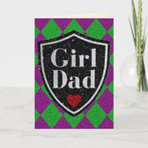 Girl Dad Father's Day Glitter Card