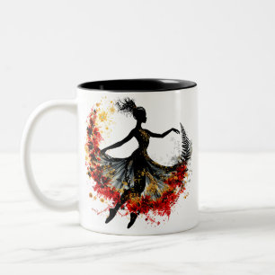 girl dance flowers impulse inspiration spring natu Two-Tone coffee mug