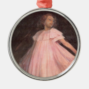 Girl Dancer in a Pink Dress Metal Ornament