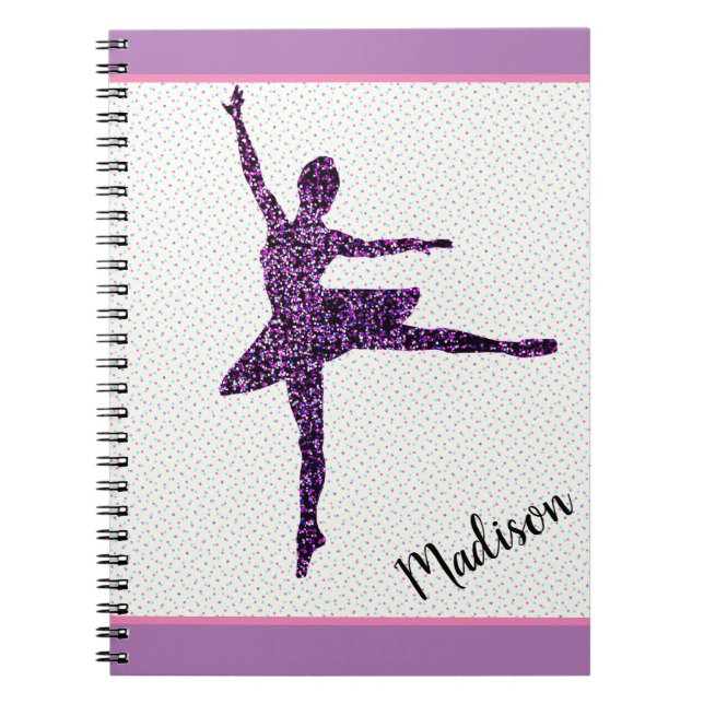 Girl Dancer Sparkle Personalised Tiny Dot Notebook (Front)