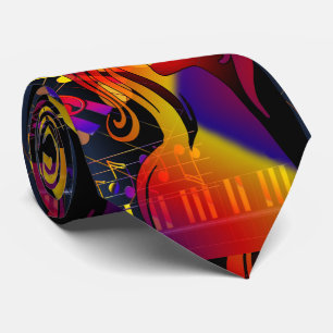 Girl Dancing On Music Note Background Large Print Tie