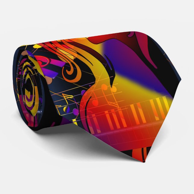 Girl Dancing On Music Note Background Large Print Tie (Rolled)