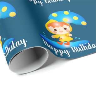 Girl Dancing Under the Rain Wrapping Paper