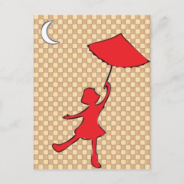 Girl dancing with her umbrella postcard (Front)