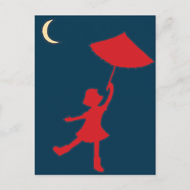 Girl dancing with her umbrella postcard (Front)
