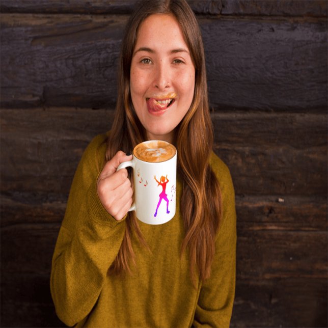  Girl  dancing with Music Notes – Cool K-Pop  Two-Tone Coffee Mug (Creator Uploaded)