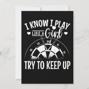 Girl Darts Retro Dartboard Women Dart Player Invitation