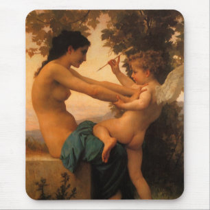 Girl Defending Herself Against Cupid by Bouguereau Mouse Pad