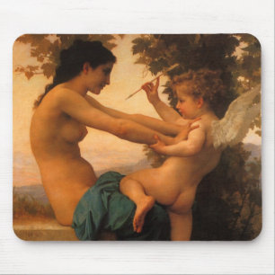 Girl Defending Herself Against Cupid by Bouguereau Mouse Pad