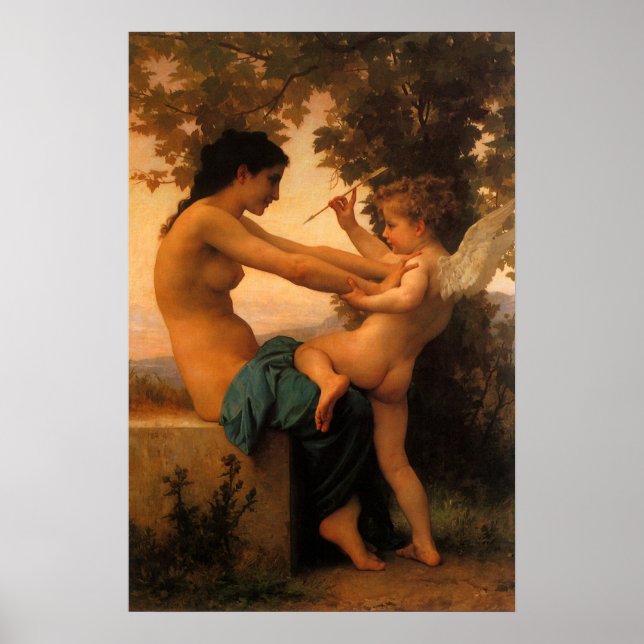 Girl Defending Herself Against Cupid by Bouguereau Poster (Front)