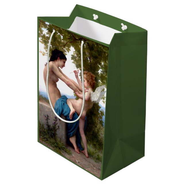 Girl Defending Herself Against Eros Cupid Fine Art Medium Gift Bag (Back Angled)