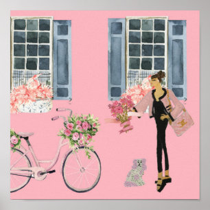 Girl Designer Bag Purse Dog Dogs  art print