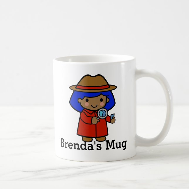 Girl Detective with Magnifying Glass Coffee Mug (Right)