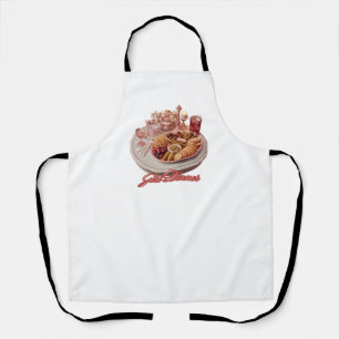 Girl Dinner Cute Snack Plate Illustration Whimsy Apron