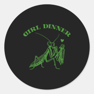 Girl Dinner Vintage Mantis Funny Sarcastic Classic Round Sticker