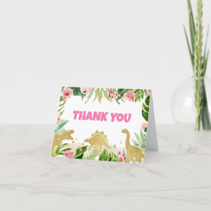 Girl Dinosaur Baby Shower Thank You Card