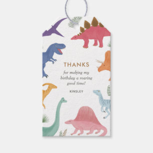 Girl Dinosaur Birthday Party Favour Tags