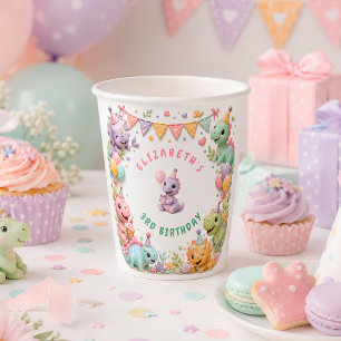 Girl Dinosaur Birthday Party Paper Cups