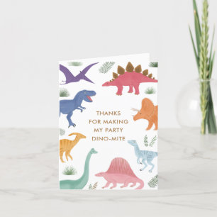 Girl Dinosaur Birthday Party Thank You Card