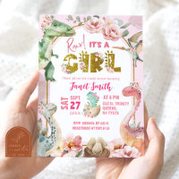 Girl Dinosaur Pink Jurassic Baby Shower