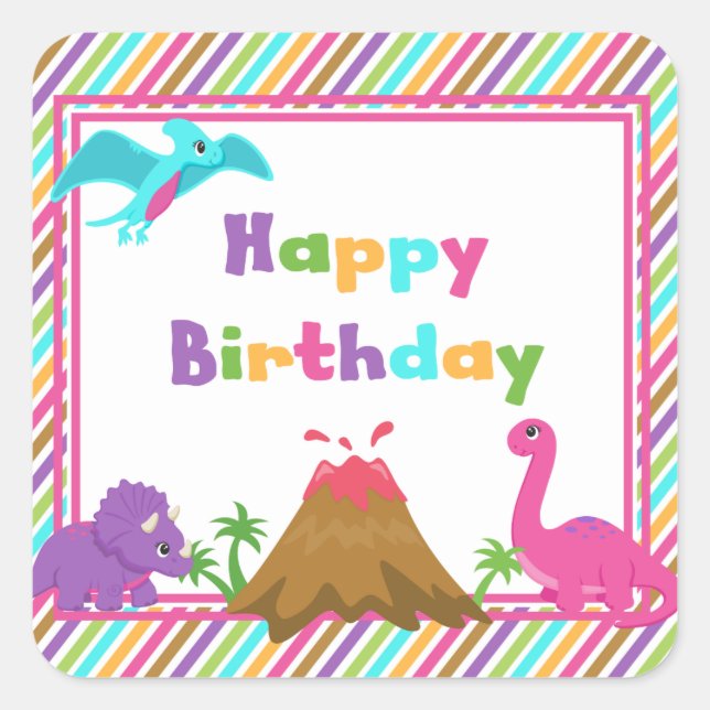 Girl Dinosaur Stickers (Front)