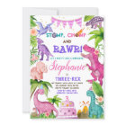 Girl Dinosaur Three-Rex 3rd Birthday Party Pink In